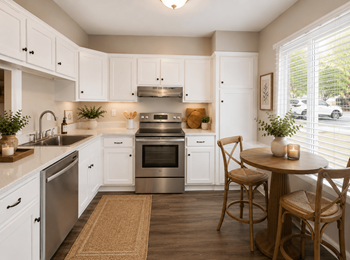Large eat-in kitchen w/ stainless steel appliances